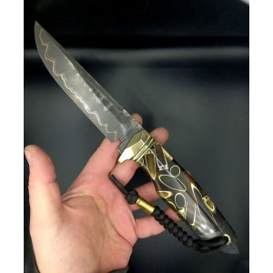 ЗАХИСНИК ІІІ ніж ручної роботи майстра студії Павла Гончаренка, замовити купити в Україні (Сталь - центр CPM® к110™  в ламінаті к110 через латунь і нікель 61 HRC). Photo 3